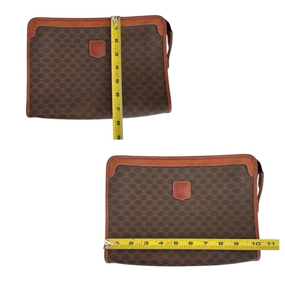Authentic CELINE Macadam Dark Brown & Tan Leather Large Clutch Wristlet Bag - Picture 12 of 12